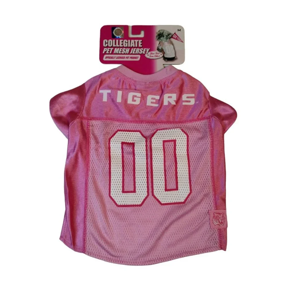 NCAA Large Breed Dog Medium Pink Mesh Jersey Louisiana State University Tigers